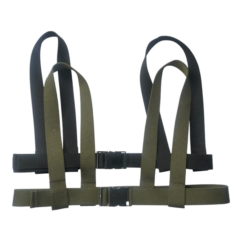 Zara Harness Belt Bundle Canvas Green Black Metal Clasp Sz 32 Med - Picture 3 of 7